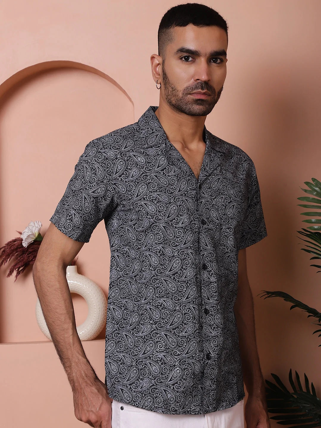 Black Paisley Cotton Printed Shirt - Mens Shirt Collection