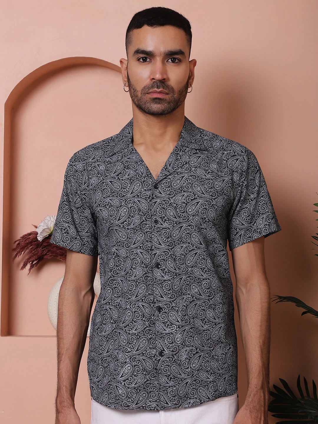Black Paisley Cotton Printed Shirt - Mens Shirt Collection