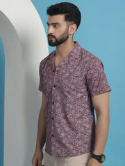 Maroon Paisley Printed Cotton Casual Shirt-SF-935Maroon