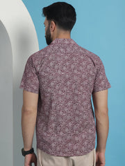 Maroon Paisley Printed Cotton Casual Shirt-SF-935Maroon