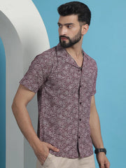 Maroon Paisley Printed Cotton Casual Shirt-SF-935Maroon