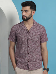 Maroon Paisley Printed Cotton Casual Shirt-SF-935Maroon