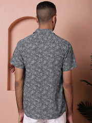 Olive Green Paisley Printed Cotton Casual Shirt-SF-935Olive