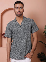 Olive Green Paisley Printed Cotton Casual Shirt-SF-935Olive