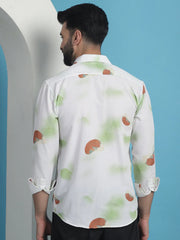 White Floral Printed Cotton Casual Shirt-SF-936White