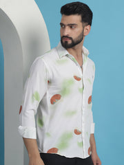 White Floral Printed Cotton Casual Shirt-SF-936White