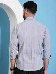 Grey Striped Casual Shirt for Mens.-SF-937Light-Grey