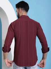 Maroon Striped Casual Shirt for Mens.-SF-937Maroon