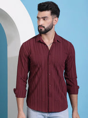 Maroon Striped Casual Shirt for Mens.-SF-937Maroon