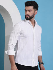 White Striped Casual Shirt for Mens.-SF-937White