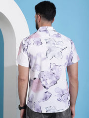 Classic Floral Printed Cotton Casual Shirt-SF-940Light-Purple