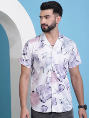 Classic Floral Printed Cotton Casual Shirt-SF-940Light-Purple