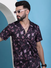 Classic Floral Printed Cotton Casual Shirt-SF-940Purple