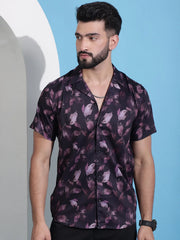 Classic Floral Printed Cotton Casual Shirt-SF-940Purple