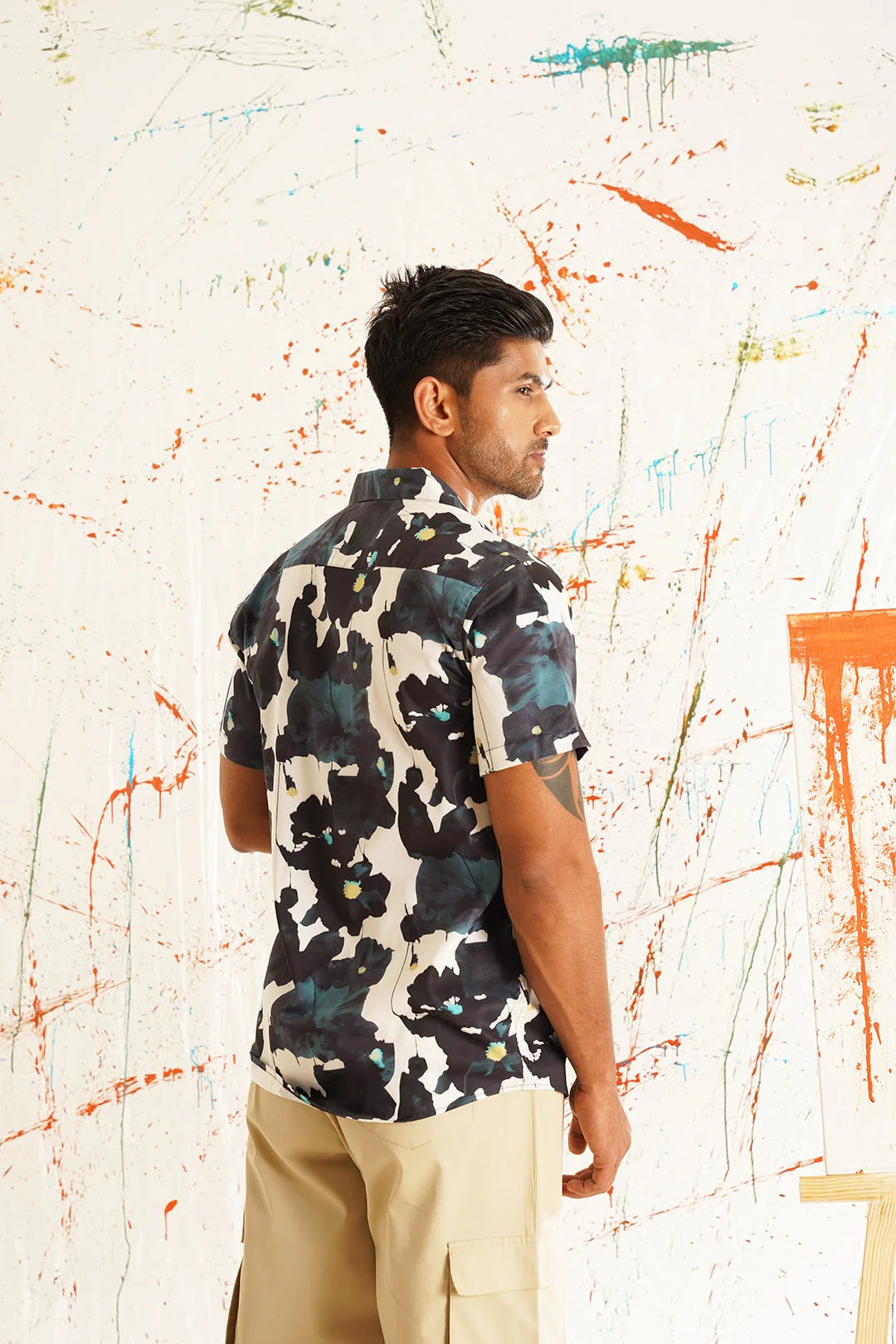 Floral Printed Cotton Casual Shirt | Spread Collar Mens Shirt