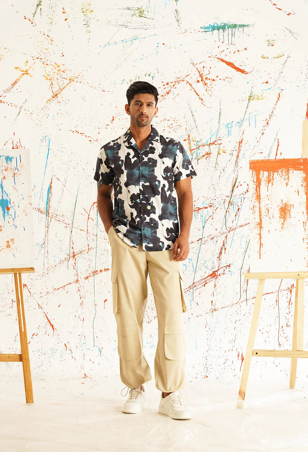 Floral Printed Cotton Casual Shirt | Spread Collar Mens Shirt