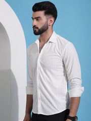 Men Embossed Design Casual Shirt-SF-941White