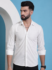 Men Embossed Design Casual Shirt-SF-941White
