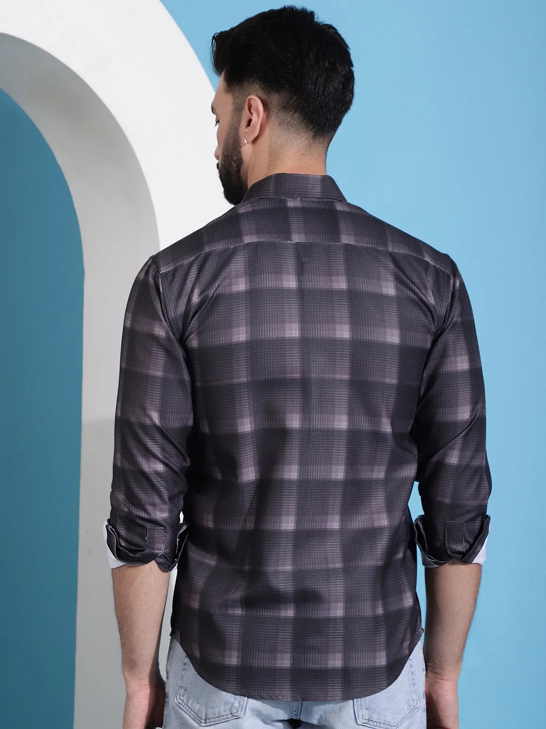 Brown Checked Cotton Mens Shirt | Casual Style Perfect Fit