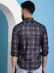 Brown Checked Cotton Casual Shirt for Men-SF-942Brown