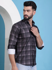 Brown Checked Cotton Casual Shirt for Men-SF-942Brown