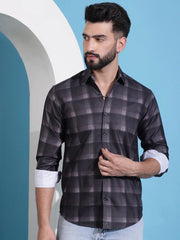 Brown Checked Cotton Casual Shirt for Men-SF-942Brown