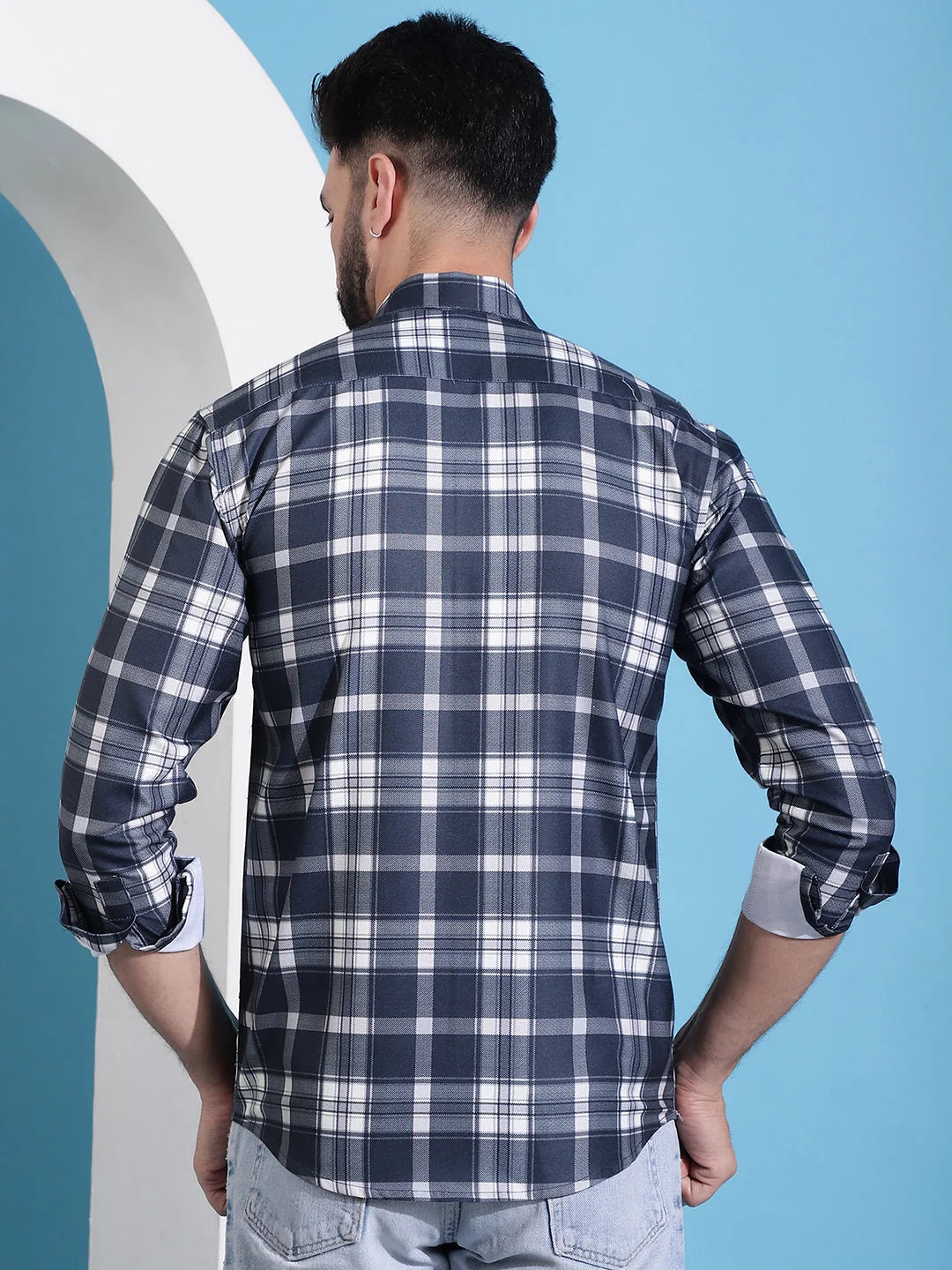 Charcoal Grey Checked Mens Shirt | Casual Cotton Shirt