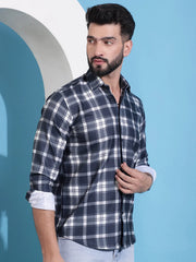 Charcoal Grey Checked Cotton Casual Shirt for Men-SF-942Charcoal