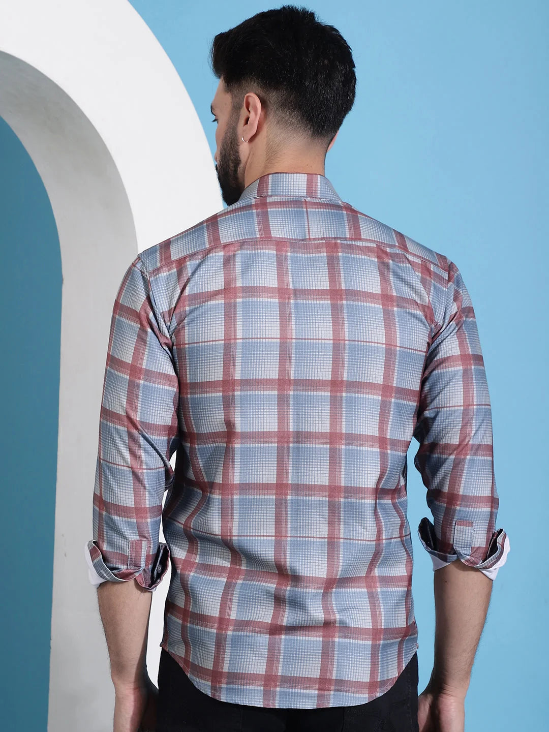 Grey Checked Cotton Mens Shirt | Casual Shirts for Men