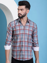 Grey Checked Cotton Casual Shirt for Men-SF-942Grey