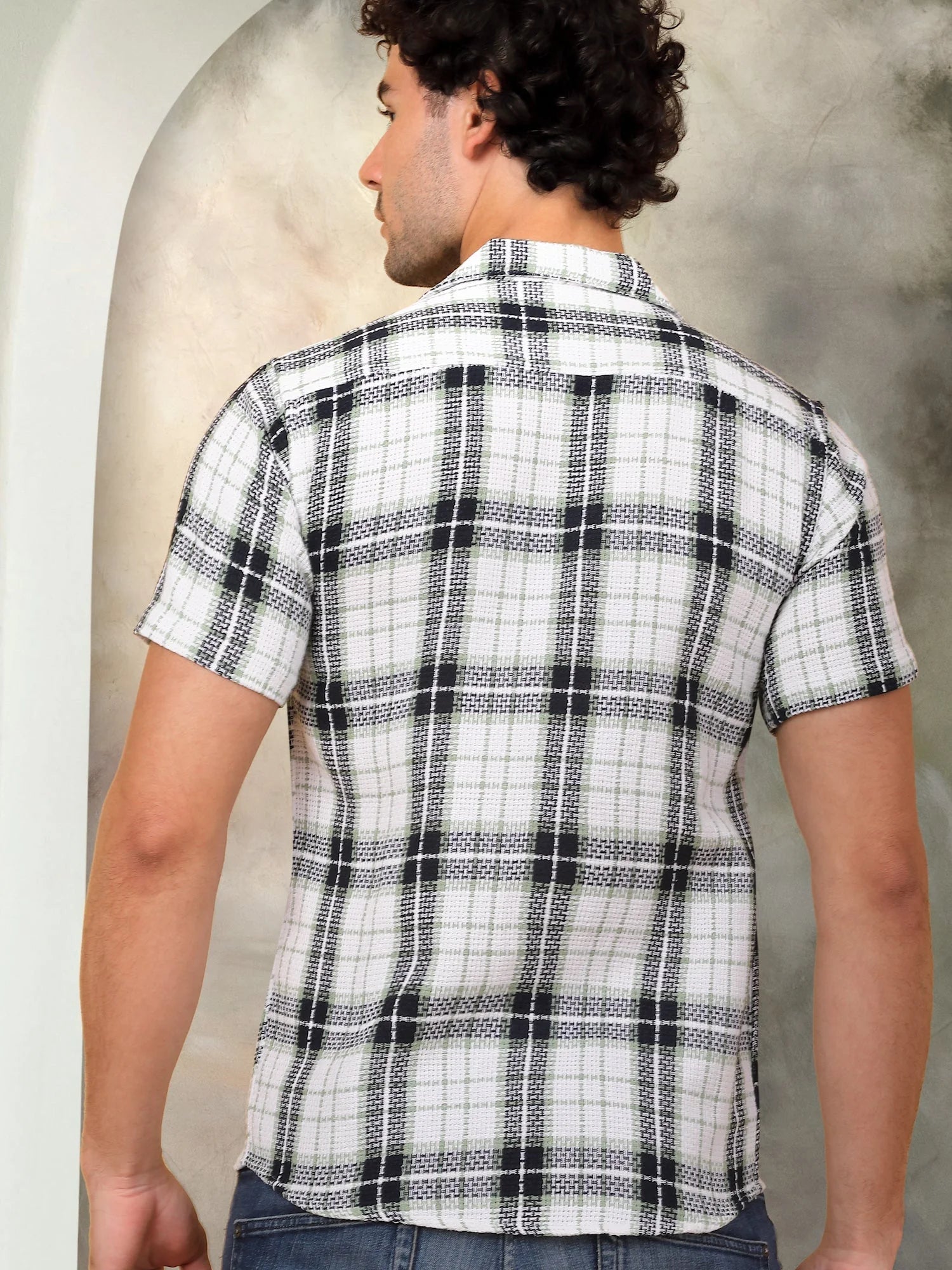 Black Checked Cotton Shirt - Stylish Half Sleeve Mens Shirt