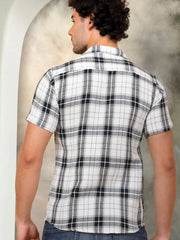Checked Half Sleeve Cotton Shirt for Men-SF-943Black