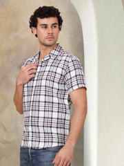 Checked Half Sleeve Cotton Shirt for Men-SF-943Grey