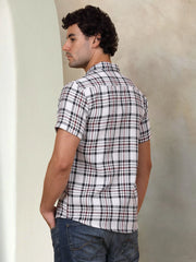 Checked Half Sleeve Cotton Shirt for Men-SF-943Grey