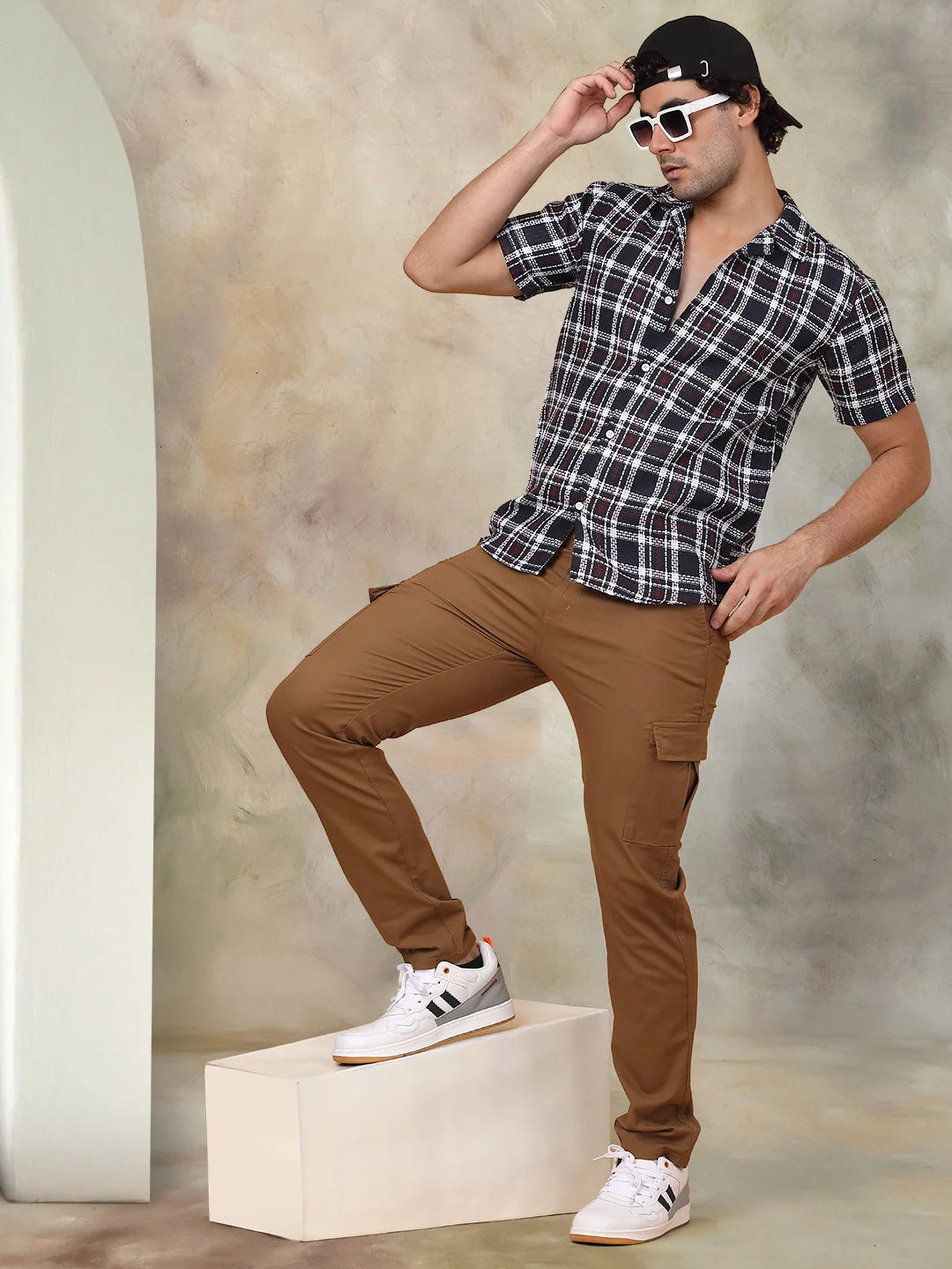 Navy Checked Cotton Shirt - Half Sleeve Mens Shirt Collection