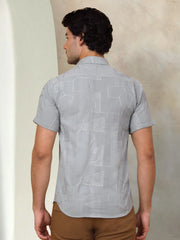 Embroidered Half Sleeve Cotton Shirt for Men-SF-944Light-Grey
