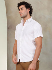 Embroidered Half Sleeve Cotton Shirt for Men-SF-944White