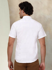 Embroidered Half Sleeve Cotton Shirt for Men-SF-944White