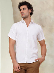 Embroidered Half Sleeve Cotton Shirt for Men-SF-944White
