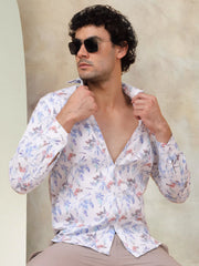 Printed Cotton Casual Shirt for Mens.-SF-945Blue