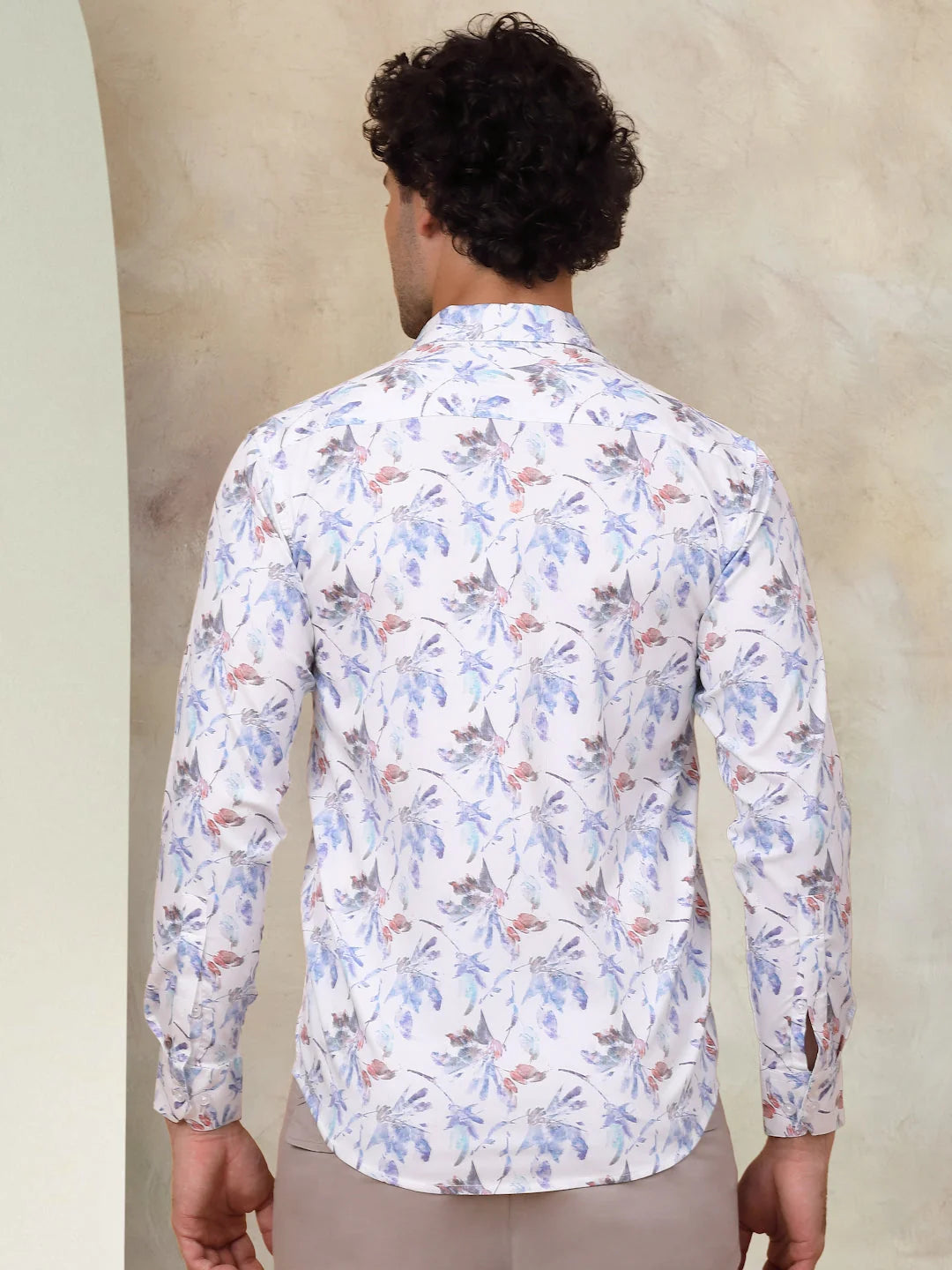 Blue Cotton Printed Mens Shirt - Casual Style