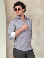 Printed Cotton Casual Shirt for Mens.-SF-945Grey