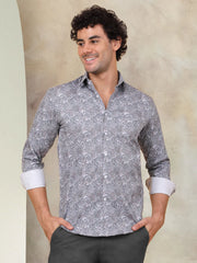 Printed Cotton Casual Shirt for Mens.-SF-945Grey
