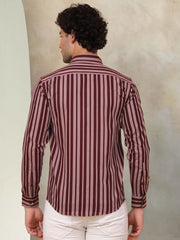 Striped Cotton Shirt for Men-SF-946Maroon