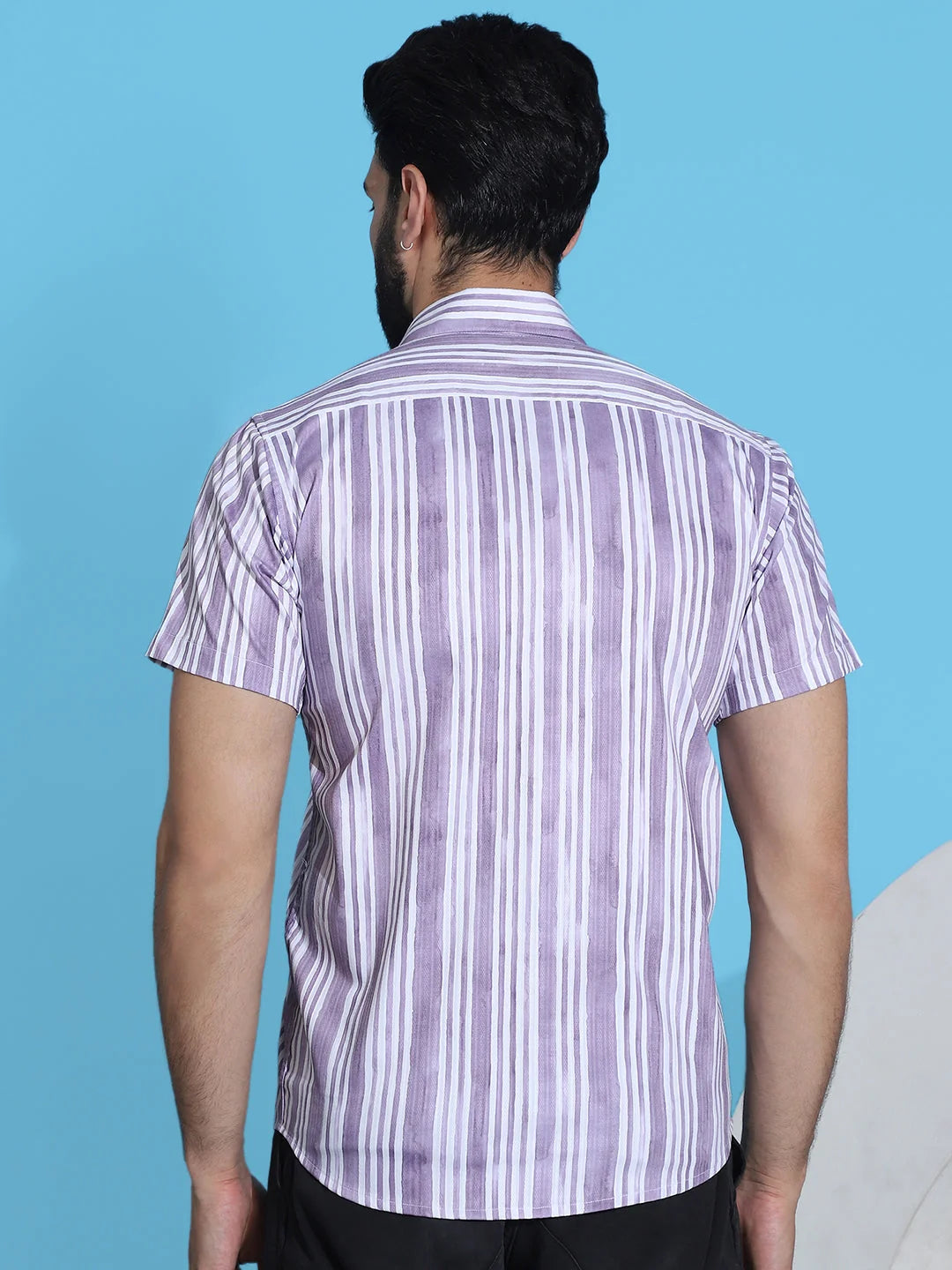 Striped Mens Shirt - Half Sleeve Cotton Shirt for Men