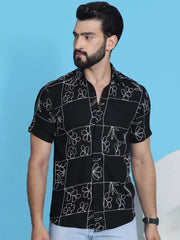 Embroidered Half Sleeve Cotton Shirt for Men-SF-948Black