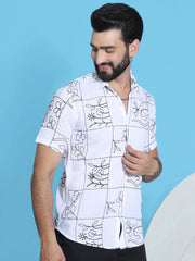 Embroidered Half Sleeve Cotton Shirt for Men-SF-948White