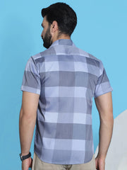 Checked Half Sleeve Cotton Shirt for Men-SF-950Grey
