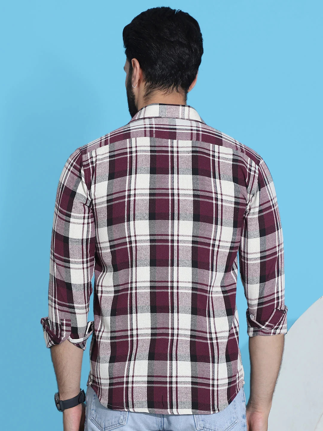 Maroon Checked Mens Cotton Shirt | Stylish Formal Shirts