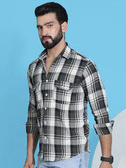 Checked Pure Cotton Shirt for Men-SF-951Olive